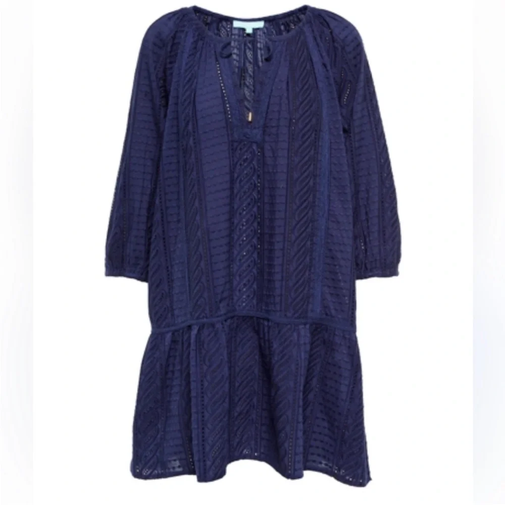 Melissa Odabash Ashley Embroidered Mini Dress Swim Coverup in Navy SZ M NWT - Picture 1 of 6